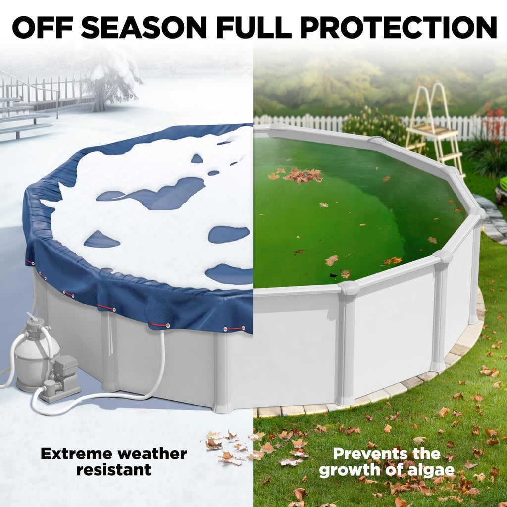 21 ft Round Winter Pool Cover for Above Ground Pools, Navy Blue, Resistant