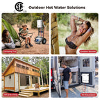CAMPLUX 5L Portable Tankless Water Heater, 1.32 GPM Outdoor Propane Shower for Camping, RV, Off-Grid, Instant Hot Water with Folding Handle, Overheat