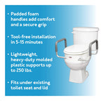 Carex 3.5 Inch Raised Toilet Seat with Arms, Elongated Toilet Seat Riser, Up to 250 lbs Capacity, Elevating & Raising Seat for Elderly & Handicap