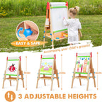 Tiny Land Wooden Easel for Kids, Art Easel with Chalkboard & Whiteboard