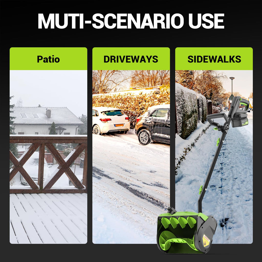 20V Cordless Electric Snow Shovel, 13-Inch, 2×4.0Ah Batteries & Charger