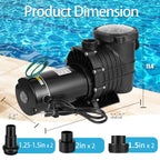 Leomru 1.5 HP Pool Pump 6500 GPH Self Priming in/Above Ground Swimming Pool Pump 110V/220V Dual Voltage Single Speed Pumps with Strainer Basket 6Pcs