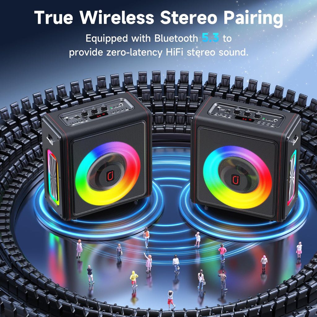 Karaoke Machine for Adults with 3 Wireless Microphones, 300W PA System