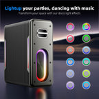 Portable Karaoke Machine, with 2 Wireless Microphones & LED Party Lights