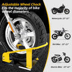 MaxxHaul Adjustable Motorcycle Wheel Chock Stand with Auto-Lock Cradle, Fits 15"–21" Tires – Heavy-Duty Steel Bike Stand for Trailer, Garage & Truck