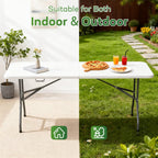 FDW | 6FT Folding Table | White | Portable Plastic Table