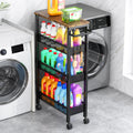 Vivihomety 4-Tier Slim Utility Rolling Laundry Cart with Wheels, Metal