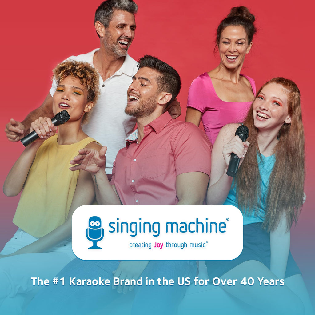Singing Machine Portable Karaoke Machine for Adults & Kids with Wired Microphone, White - Built-In Speaker, Bluetooth with LED Disco Lights - Karaoke
