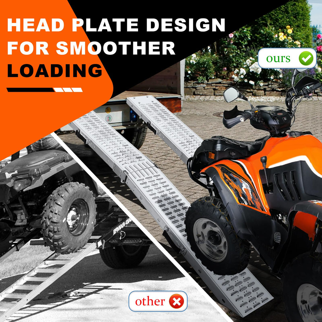 72.5" Heavy Duty Folding Loading Ramps, 1500lb Capacity, Ideal for Motorcycles, Lawn Mowers, ATVs, UTVs, and More – Pack of 2 with Safety Straps and