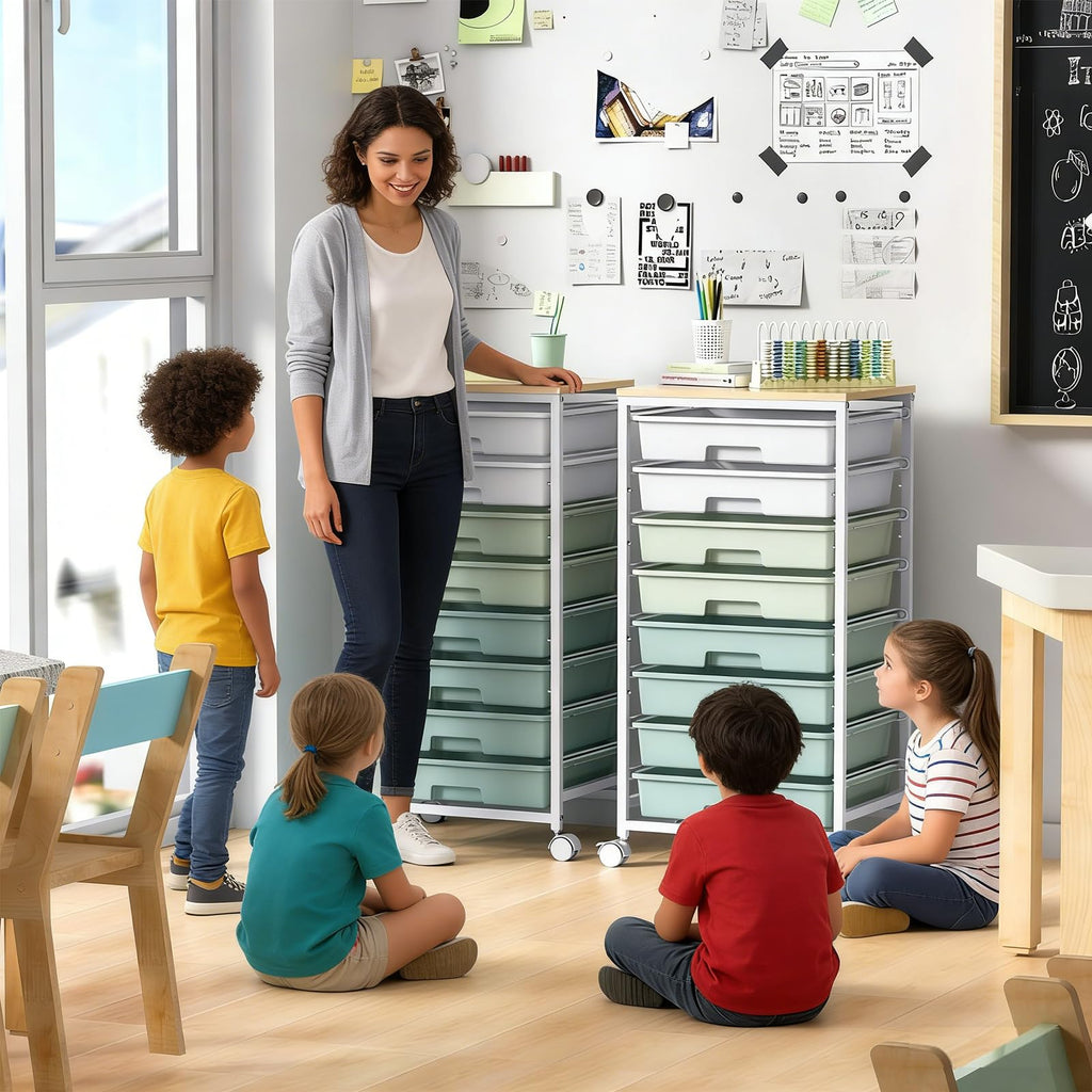 Rolling Cart with Drawers,Craft Organizers and Storage, Green