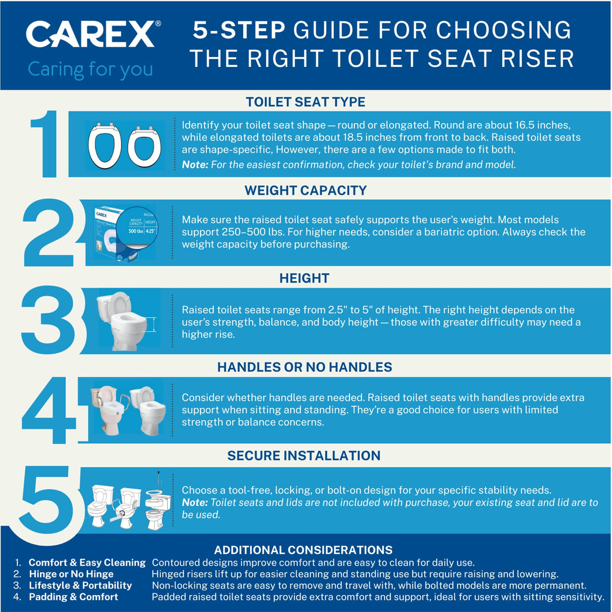 Carex 3.5 Inch Raised Toilet Seat with Arms, Elongated Toilet Seat Riser, Up to 250 lbs Capacity, Elevating & Raising Seat for Elderly & Handicap