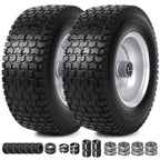 AR-PRO (2 Pack) 13x5.00-6 Flat Free Tire and Wheel Assembly, Solid Lawn Mower Front Tire with 3" Centered Hub, 3/4" Bearing extra 5/8"&1/2"