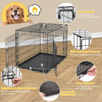 Large Dog Crate 42 Inch Foldable Double Door Dog Cage Pet Kennel