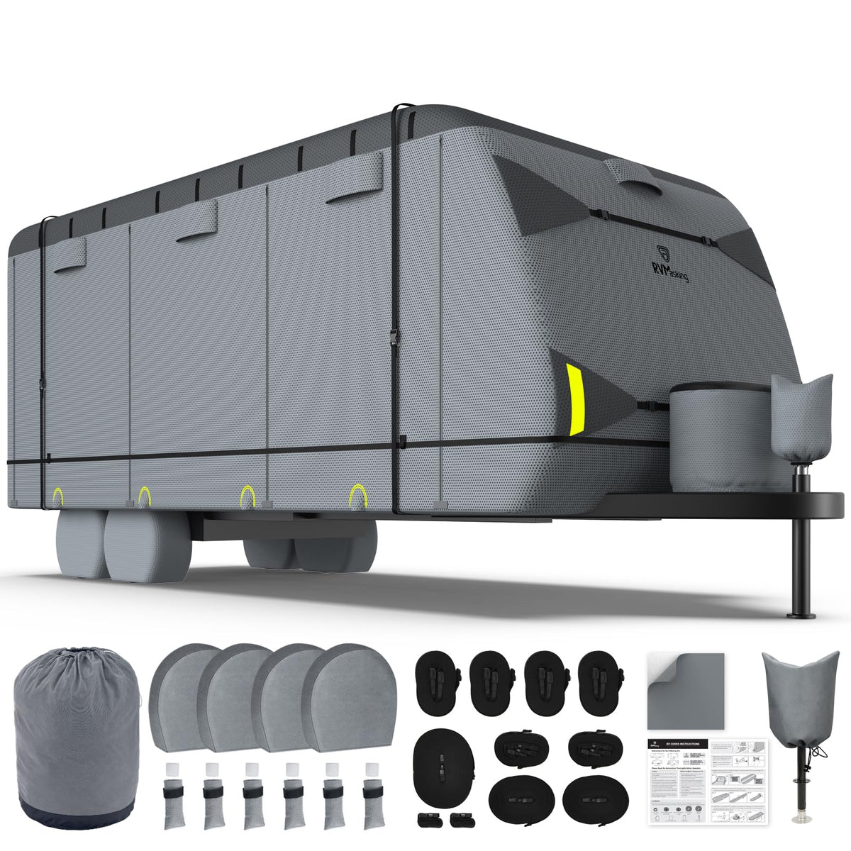 Travel Trailer RV Cover, 9-Layer Heavy Duty Waterproof,26-28ft