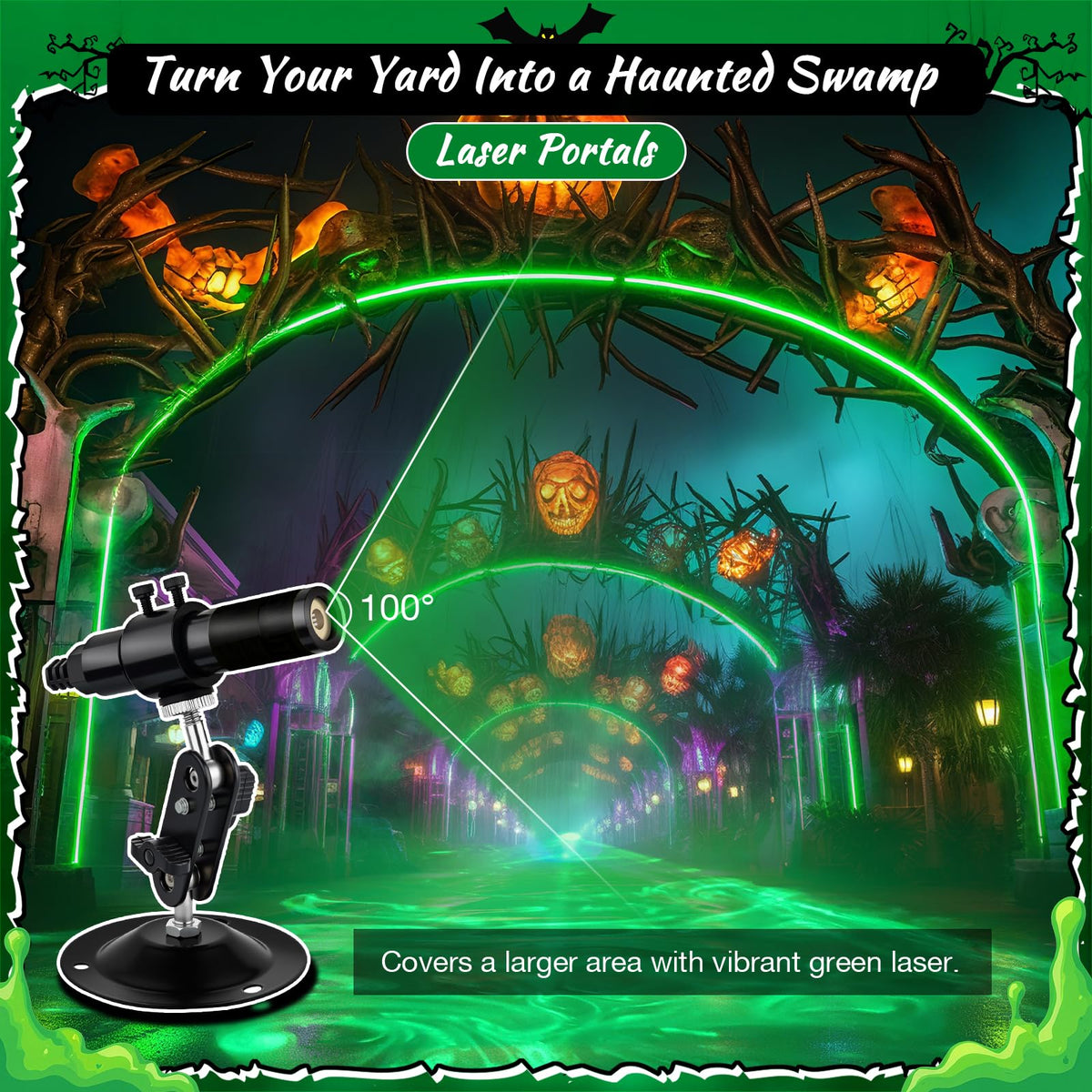 Green Laser Line Projector for Halloween Swamp Party Decoration