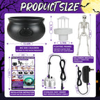 Halloween Mist Maker Fogger, 12.6" Big Witch Cauldron Skeleton with Color Change LED Light Large Capacity of Mist Water Fountain Pond Fog Machine and