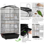 Yaheetech 64-Inch Open Top Bird Cage for Parakeets & Cockatiels, Black