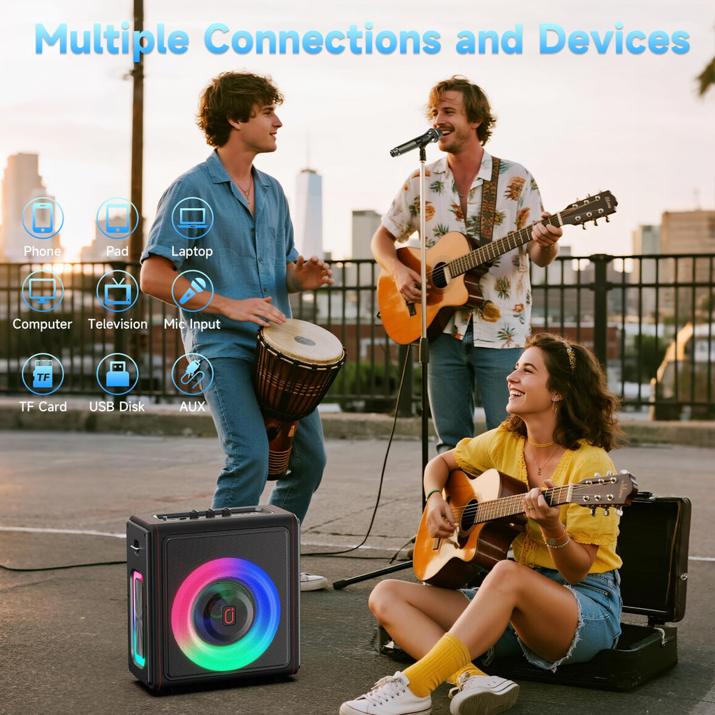 Karaoke Machine for Adults with 3 Wireless Microphones, 300W PA System
