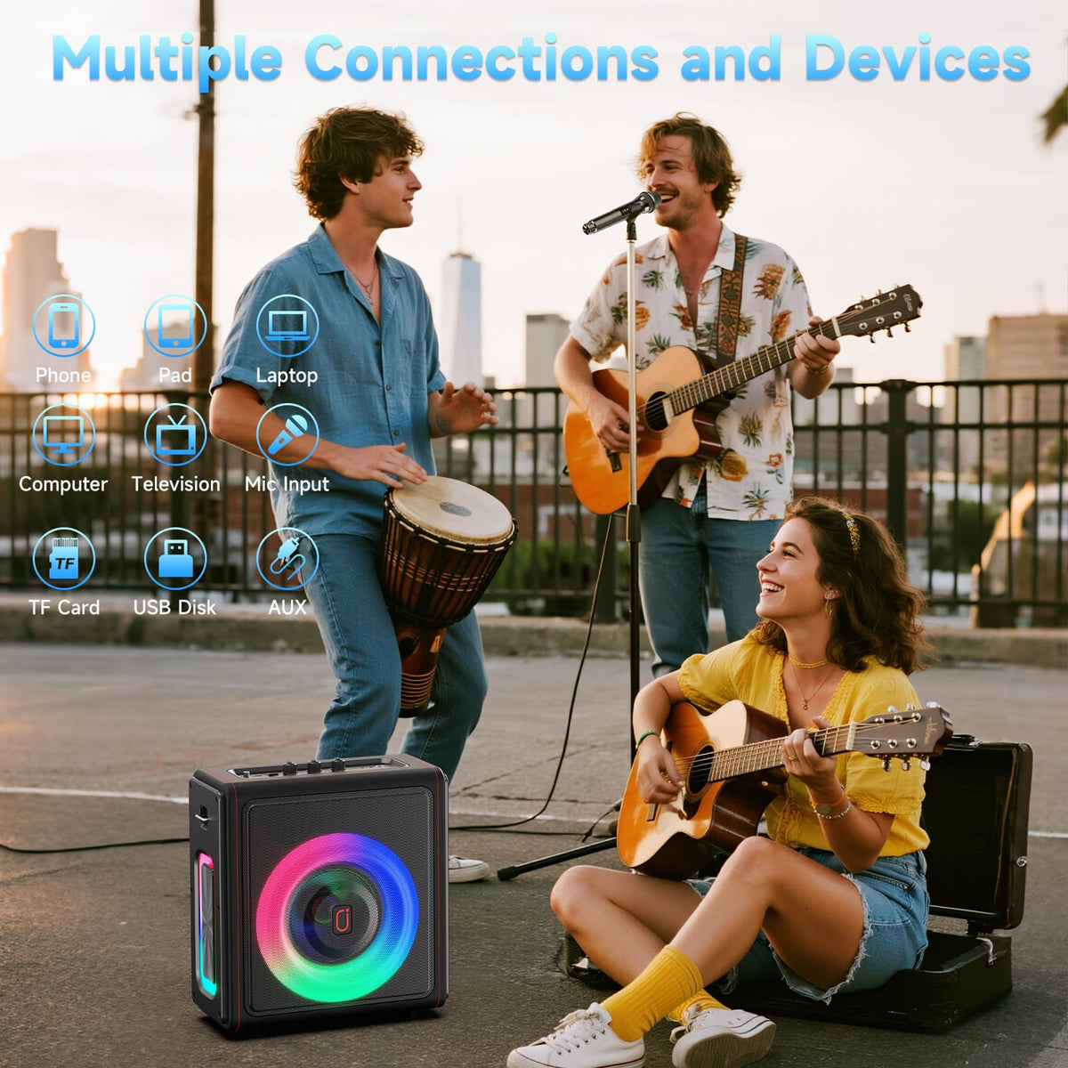 Karaoke Machine for Adults with 3 Wireless Microphones, 300W PA System