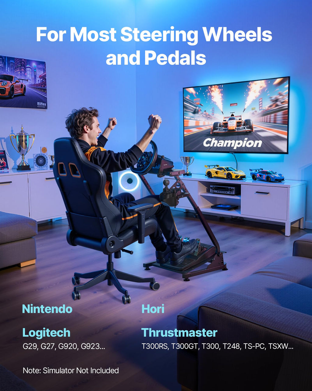 VEVOR Racing Wheel Stand, Adjustable & Foldable Simulator Stand for Logitech G29 G27 G920 G923, Thrustmaster T300RS T300GT T248 TS-PC TSXW Gaming