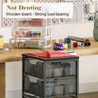 Rolling Cart with Drawers, 4-Drawer Storage Cart on Wheels with Wooden Top, Metal Utility Cart with Storage Drawers, Craft Storage Art Cart for