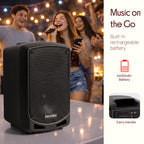 Pyle Portable Bluetooth PA Speaker System - Indoor Outdoor Karaoke Sound System w/Wireless Mic, Audio Recording, Rechargeable Battery, USB/SD Reader