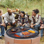 VEVOR X-Marks Fire Pit Grill Grate, Foldable Round Cooking Grate, Heavy Duty Steel Campfire BBQ Grill Grid with Handle and Support X Wire, Portable