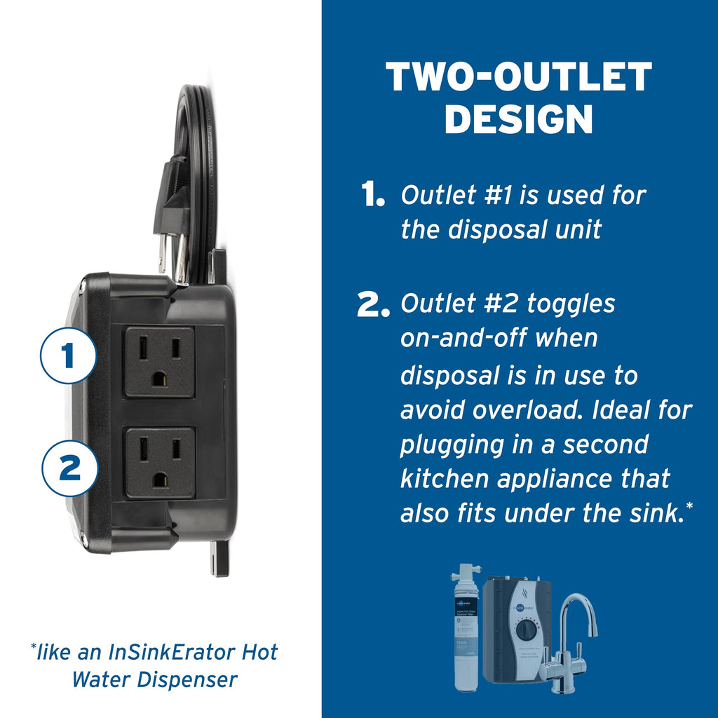 InSinkErator Garbage Disposal Air Switch Kit, Dual Outlet Sink Top Switch Button for All InSinkErator Food Waste Disposer Models, Satin Nickel STS