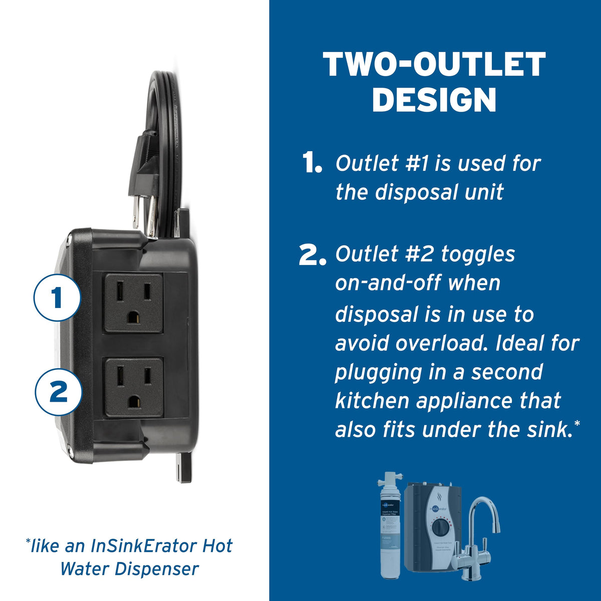 InSinkErator Garbage Disposal Air Switch Kit, Dual Outlet Sink Top Switch Button for All InSinkErator Food Waste Disposer Models, Satin Nickel STS