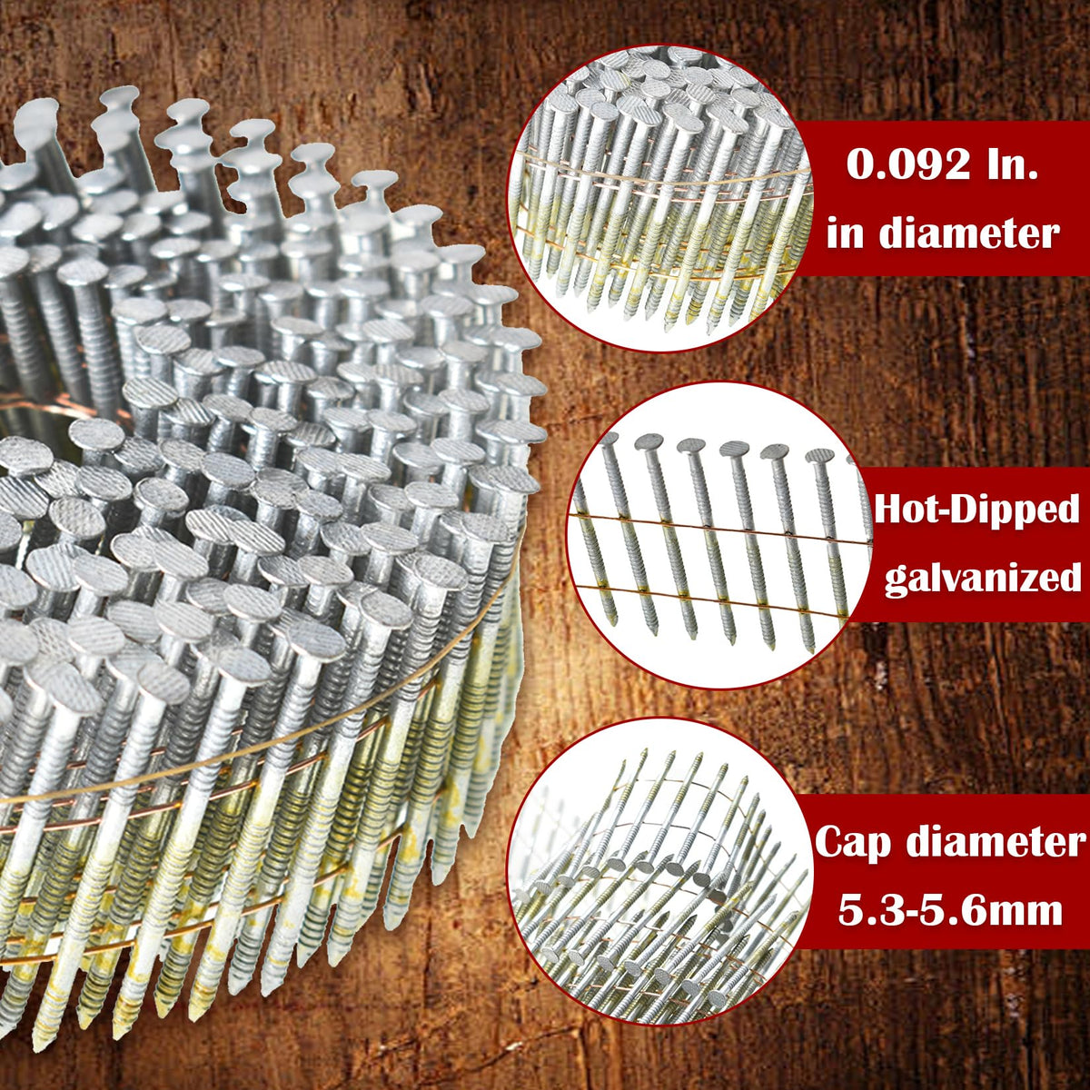 findmall 3600 Count Siding Nails 1-3/4" by .092 Inch Hot-Dipped Galvanized