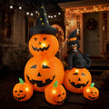6Ft Halloween Inflatable Decorations Pumpkins Patch Lanterns with Black Cat with Build-in LEDs Blow Up Inflatables for Outdoor Decoration Balcony