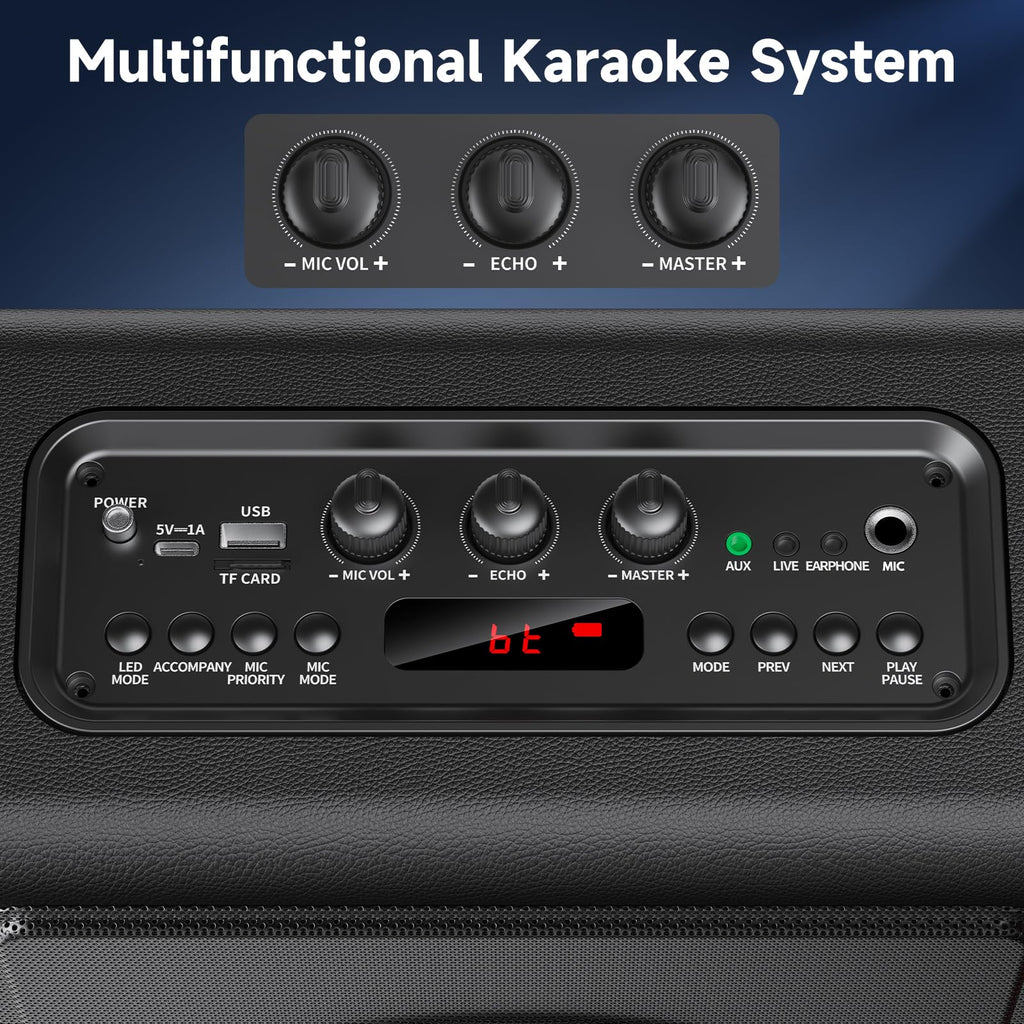 Karaoke Machine for Adults with 3 Wireless Microphones, 300W PA System