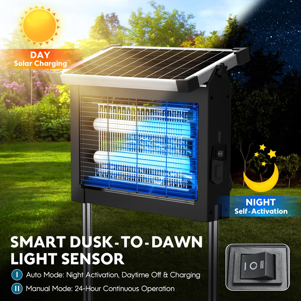 Solar Bug Zapper Outdoor, Mosquito Zapper 4500V Cordless Waterproof