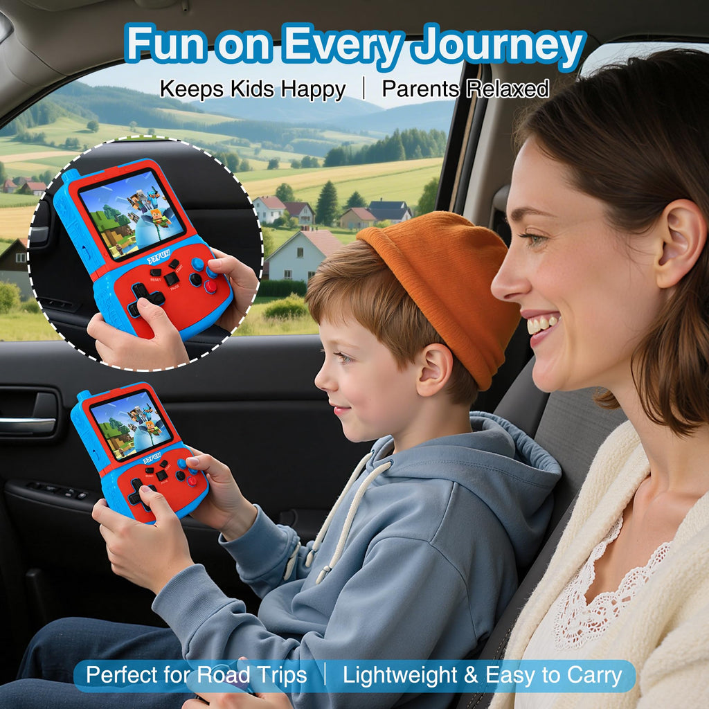 Portable Video Game Console for Kids, 220 Built-in Classic Retro Games, Handheld Plug & Play Player with 3.5'' IPS Screen, Rechargeable Travel Toy