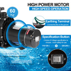 Leomru 1.5 HP Pool Pump 6500 GPH Self Priming in/Above Ground Swimming Pool Pump 110V/220V Dual Voltage Single Speed Pumps with Strainer Basket 6Pcs