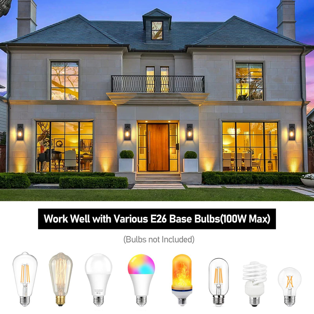 Outdoor Wall Light Fixtures, Modern Black Exterior Wall Lanterns