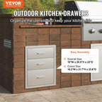 VEVOR Outdoor Kitchen Drawers 18"W x 23"H x 23"D Stainless Steel