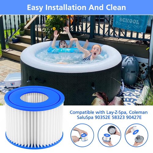 12 Pack Type VI Hot Tub Filter Cartridge Compatible with Lay-Z-Spa, Coleman SaluSpa 90352E 58323 90427E