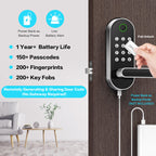 Fingerprint Smart Door Lock with Handle & Keypad – No More Lost Keys, Keyless Entry & Remote Access for Home, Kids, Airbnb & Rental Property, DIY