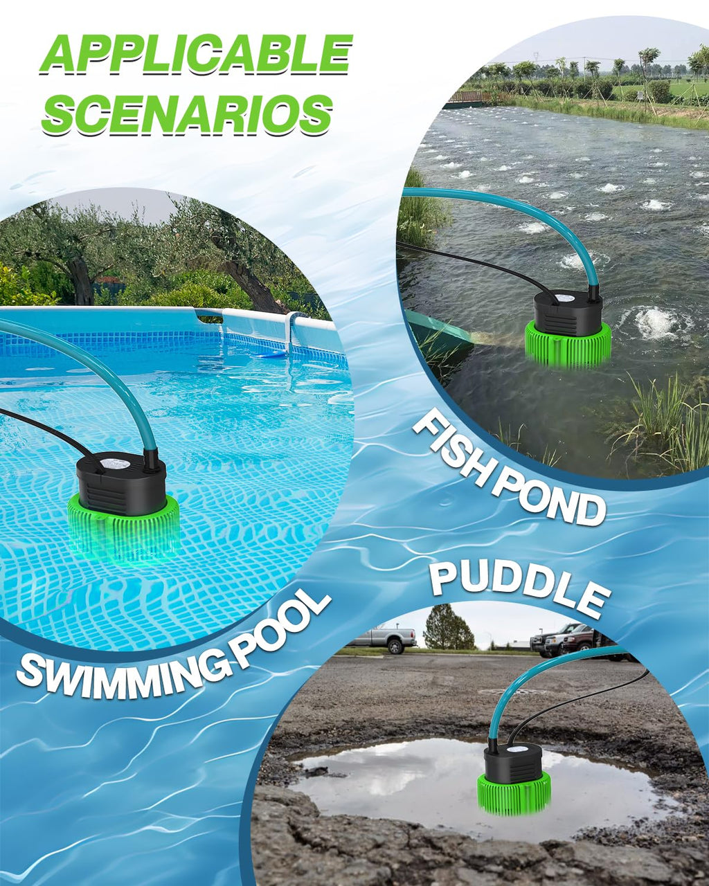 AgiiMan 850GPH Pool Cover Pump, Submersible Sump Pump above Ground