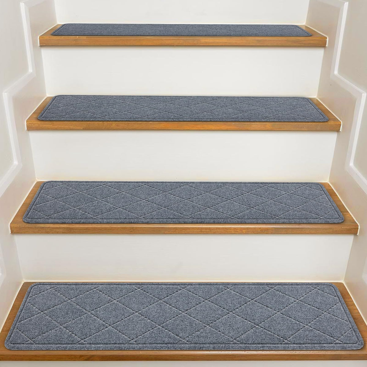 Stair Treads for Wooden Steps Indoor, KOOTETA 15 Pack 8" X 30" Non Slip Carpet Stair Treads with Reusable Adhesive for Kids Elders and Dogs,Pet