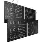 Peg Board, 4 Pack 16x12" Black Pegboard Organizer with 50 Hooks