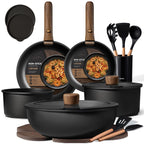 CAROTE 21pcs Pots and Pans Set Non Stick, Detachable Handle Cookware, Black