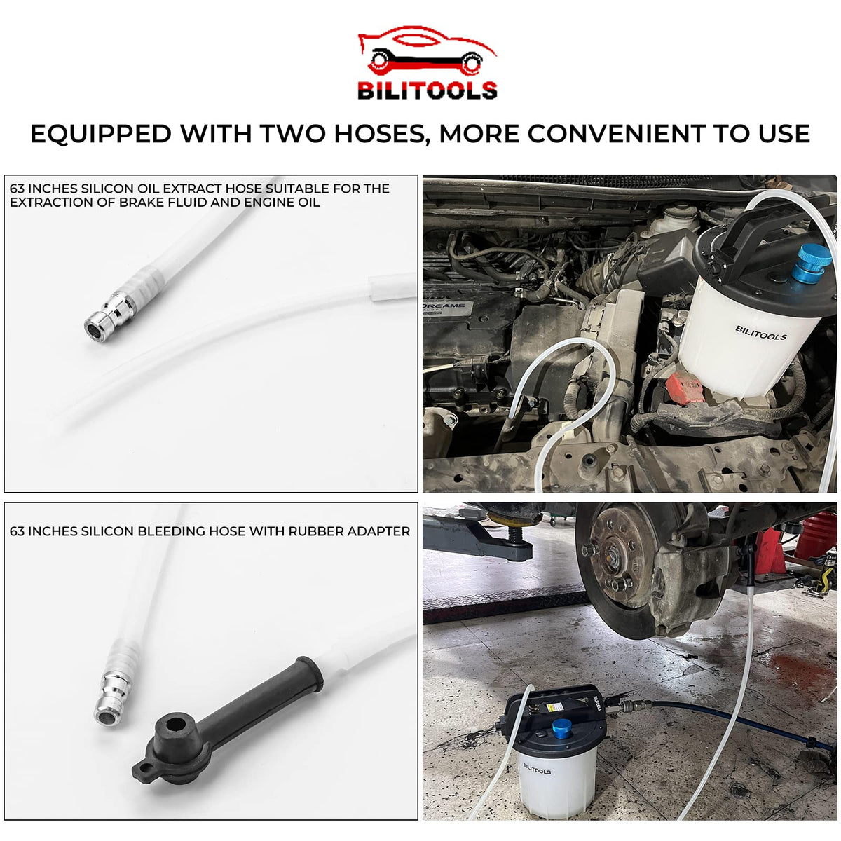 BILITOOLS 3L Universal Brake Bleeder Kit, Vacuum Brake Fluid Bleeding Tool