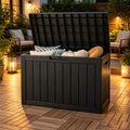 Outdoor Storage Box, Resin Deck Boxes outdoor, Waterproof Storage Box Lockable Lid (Black, 50 Gallon)