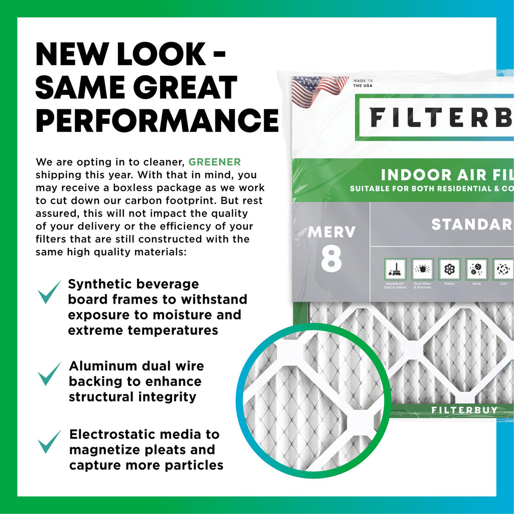 Filterbuy 20x25x4 Air Filter MERV 8 Dust & Allergy Defense (2-Pack)