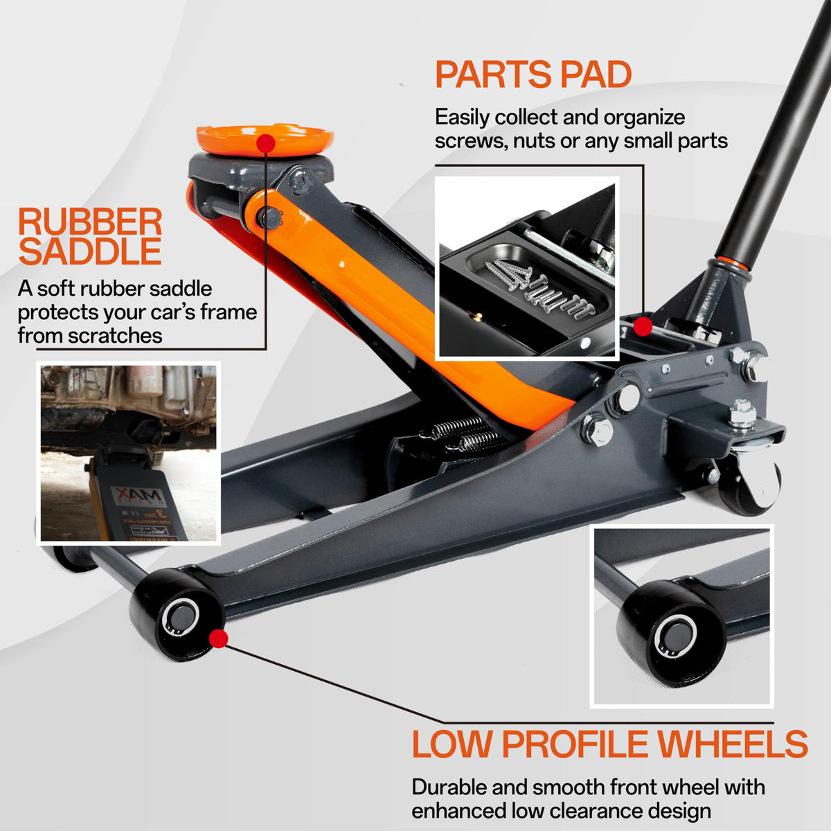 3-Ton (6600lbs) Low Profile Hydraulic Heavy-Duty Steel Floor Jack with Dual Pistons Quick Lift Pump, Home and Workshop Car Maintenance for Various