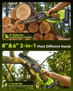 Mini Chainsaw Cordless, 8 Inch & 6 Inch Electric Chainsaw Battery Powered, 1000W Brushless Handheld Power Chain Saw with 2 Batteries, Small Tree Saw
