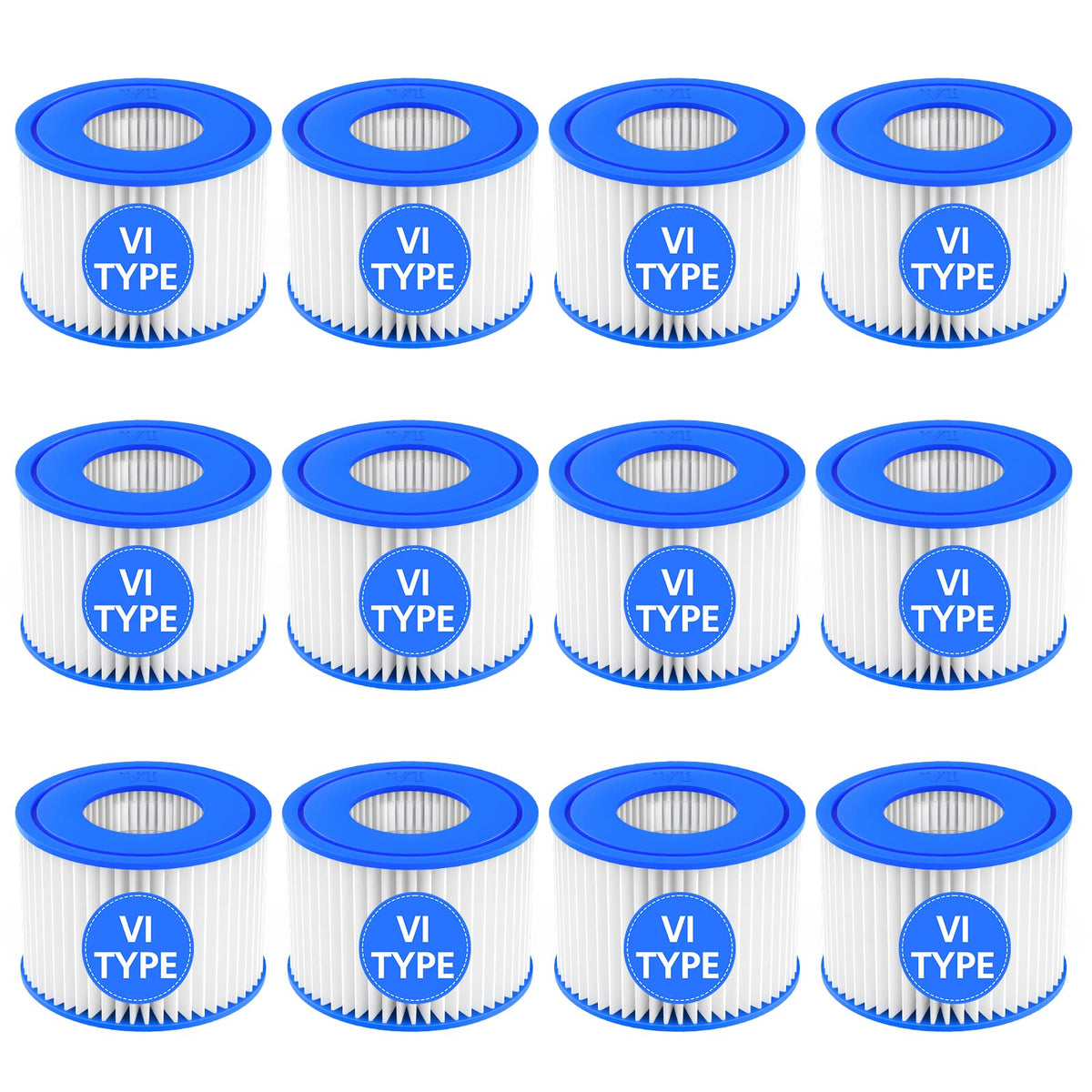 12 Pack Type VI Hot Tub Filter Cartridge Compatible with Lay-Z-Spa, Coleman SaluSpa 90352E 58323 90427E