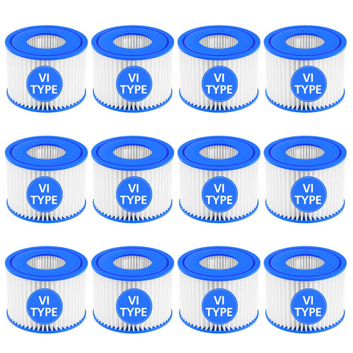 12 Pack Type VI Hot Tub Filter Cartridge Compatible with Lay-Z-Spa, Coleman SaluSpa 90352E 58323 90427E